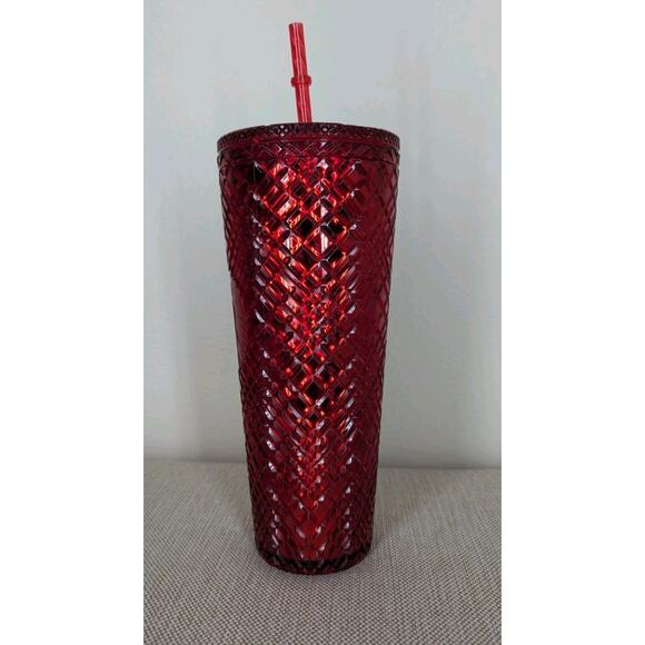 Starbucks Tumbler Cold Cup Venti 24oz Red Holiday 2021 Jeweled Christmas - Picture 2 of 7